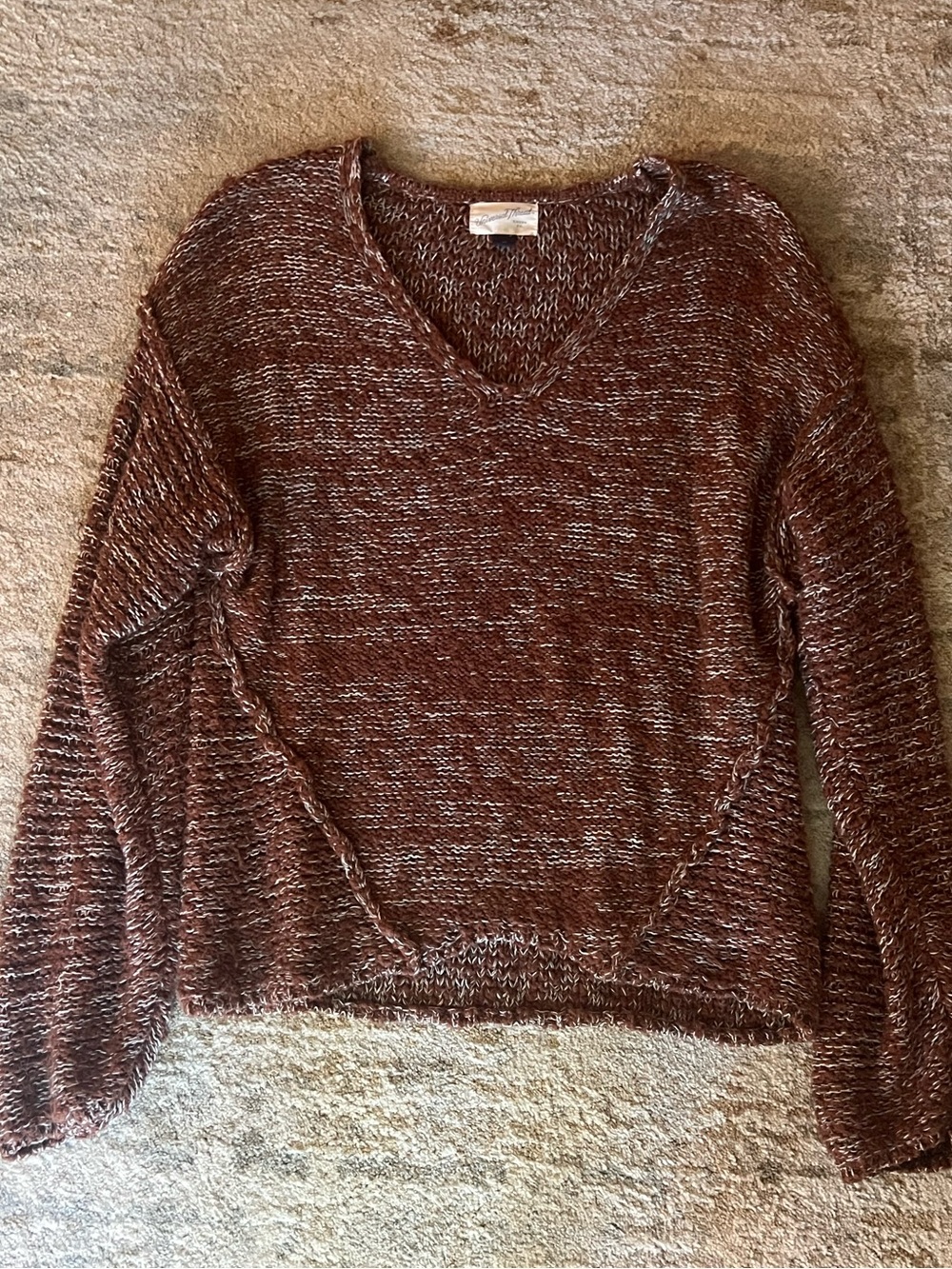 Universal Thread Cozy V-Neck Marled Brown Women’s Sweater